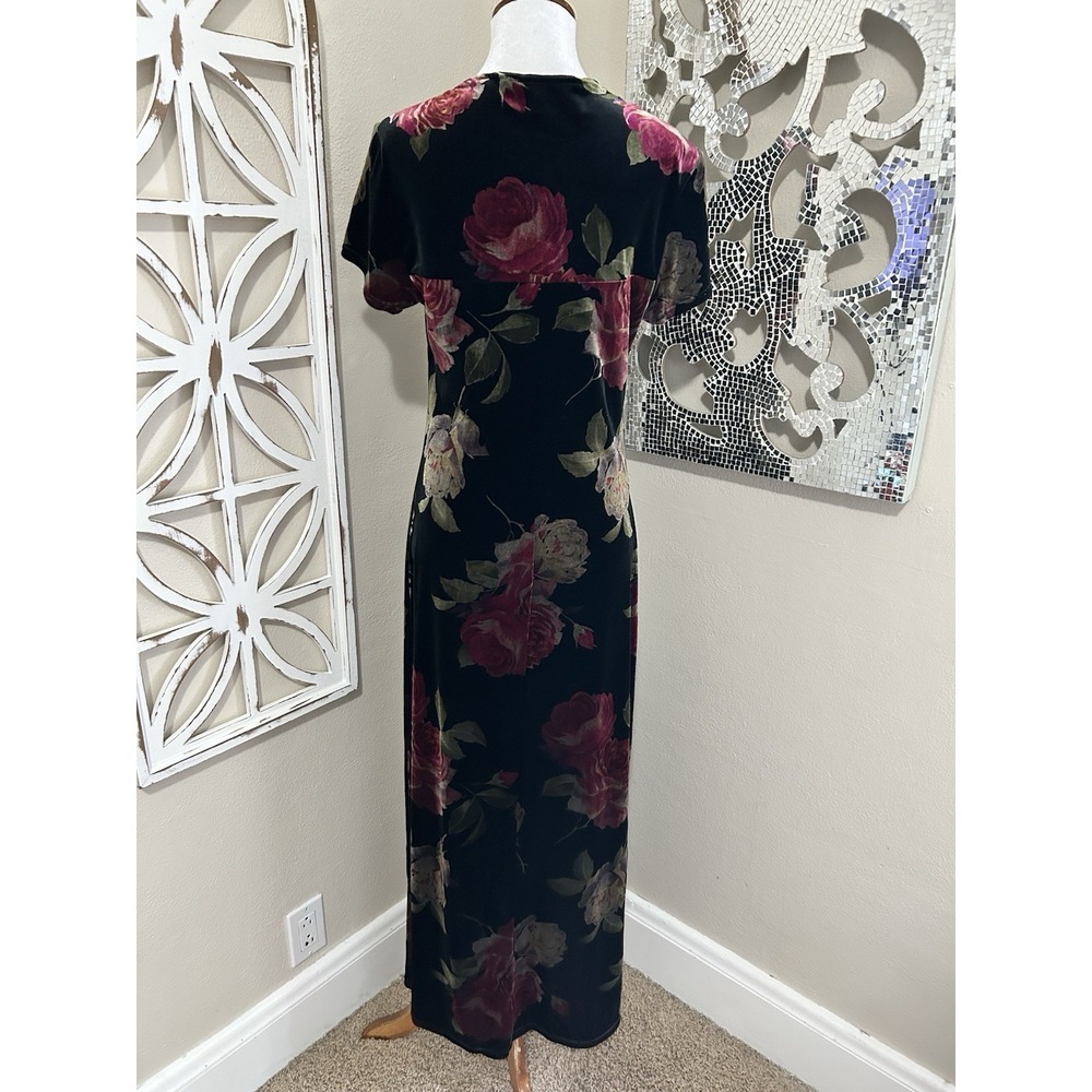 Y2K Dressbarn size 12 Velvet Floral Witchy Grunge Whimsigoth Fairy Maxi Dress - Picture 4 of 7